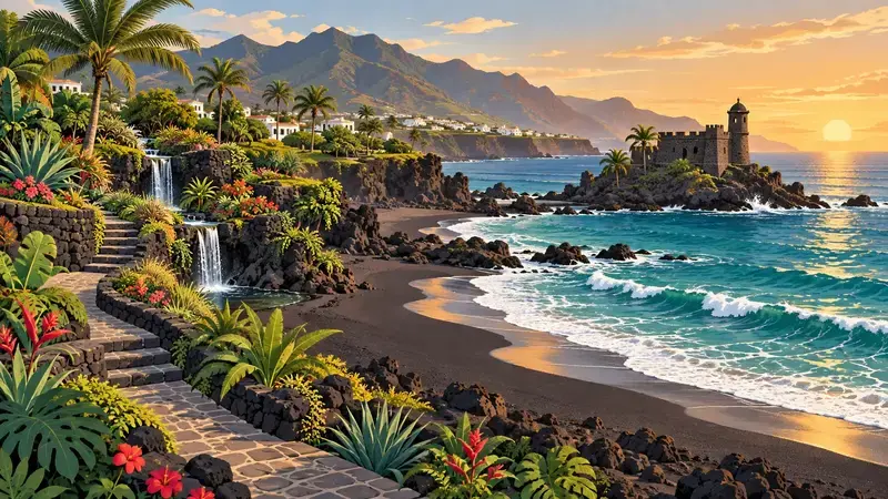 Ilustración de la zona Playa Jardín de Puerto de la Cruz